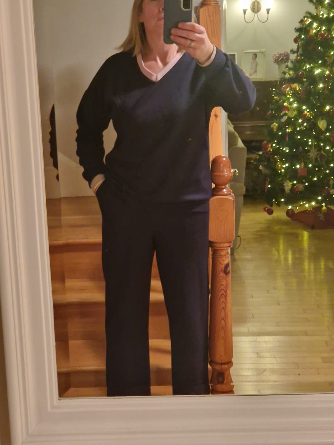 Customer photo review of Vivien Navy Pink Trim Tracksuit