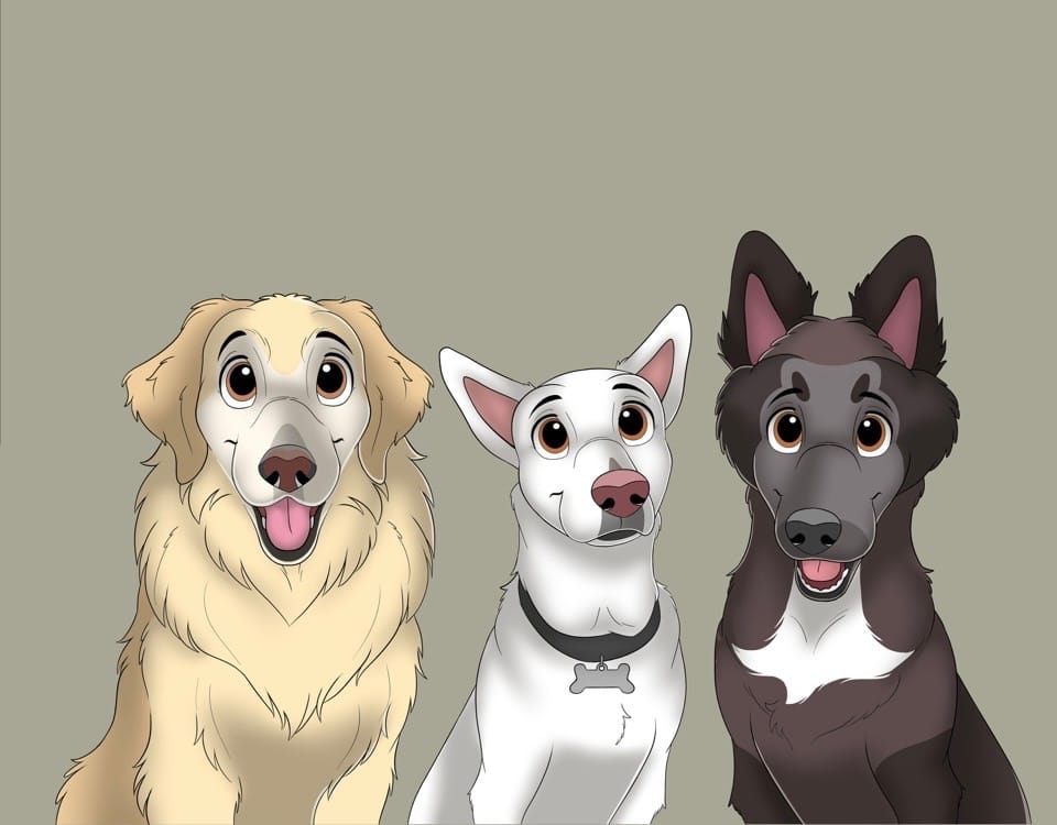 Customer photo review of Disneyfy Pet Cartoon Hand Drawn Portrait