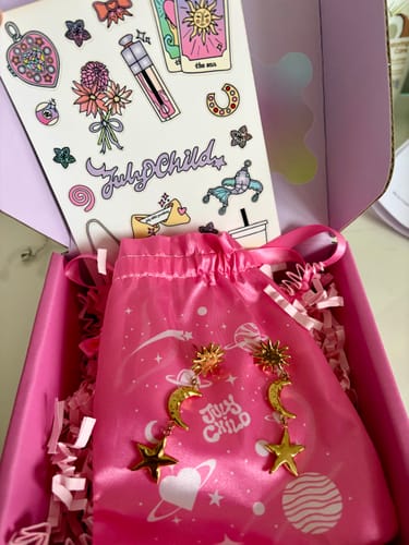 Customer photo review of Sun Moon Star Earrings Gold