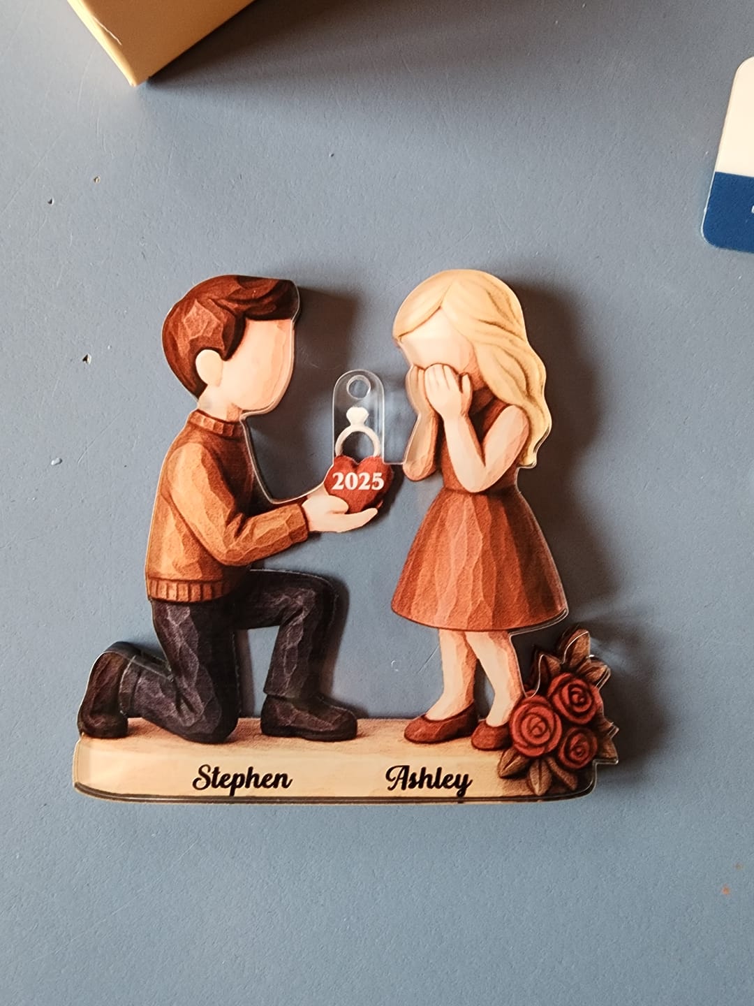 Customer photo review of Couple Marriage Proposal - Personalized Acrylic Ornament - Newly Engaged Gift, "She Said Yes!" Ornament, Just Engaged Gifts for Couples