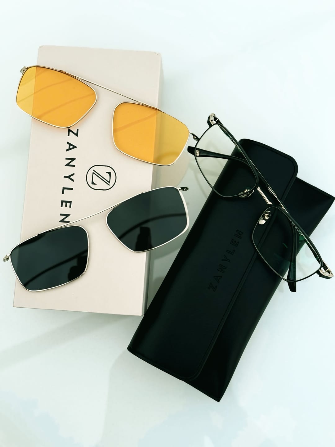 Customer photo review of Steven | Hypoallergenic Titanium Rectangular Magnetic Clip-on Eyeglasses Sunglasses