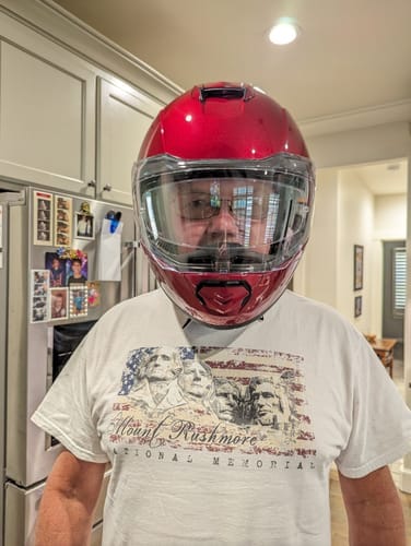 Customer photo review of Daytona Glide Modular Motorcycle Helmet - DOT Approved, Bluetooth Ready, Dual Visor, Men/Women/Youth - Black Cherry