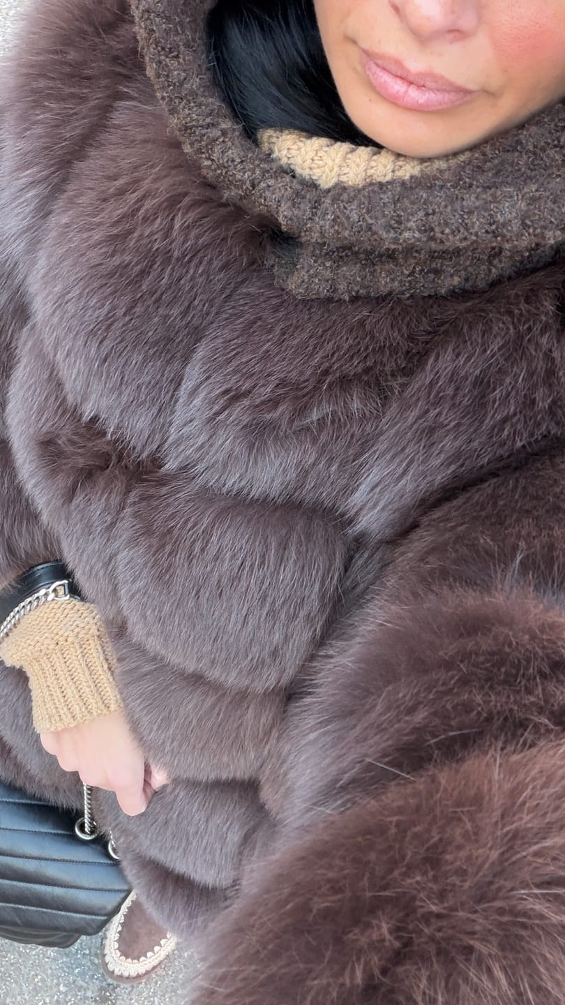 Customer photo review of Giacca Classic Marrone in Pelliccia di Volpe