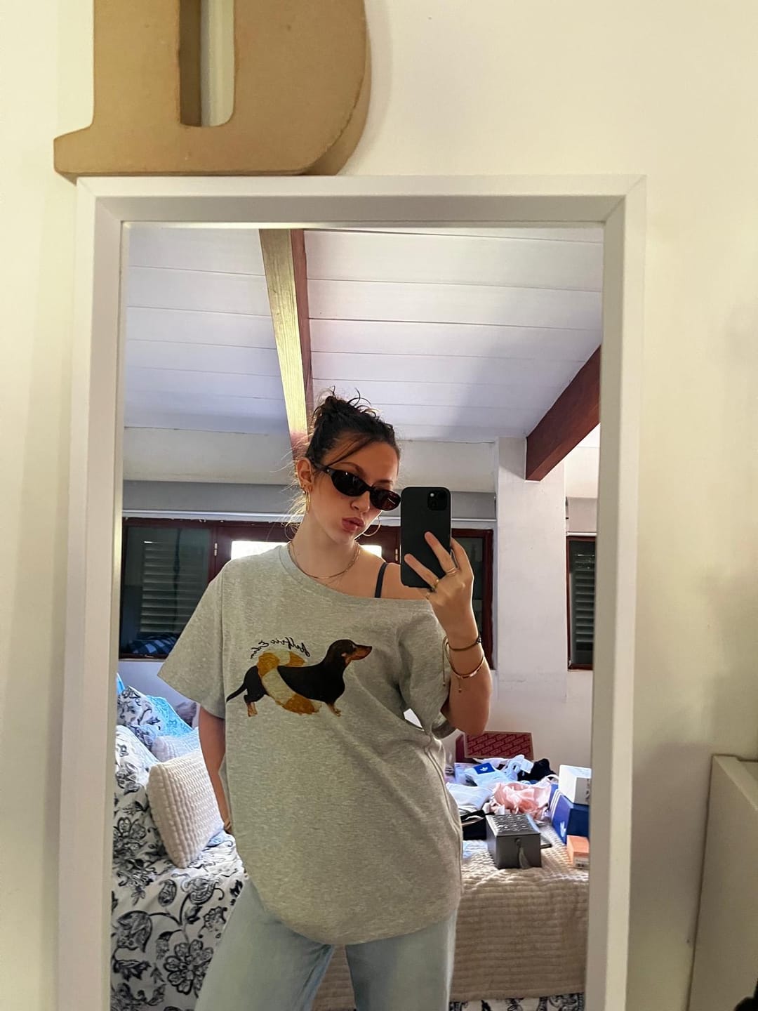 Customer photo review of Aelfric Eden Dachshund Off-The-Shoulder Tee