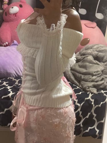 Customer photo review of Averie Beaded Sequin Skirt + Lace Shorts