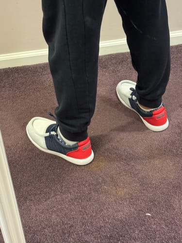 Customer photo review of SKŌNI Men's Golf Shoe - Red/White/Blue