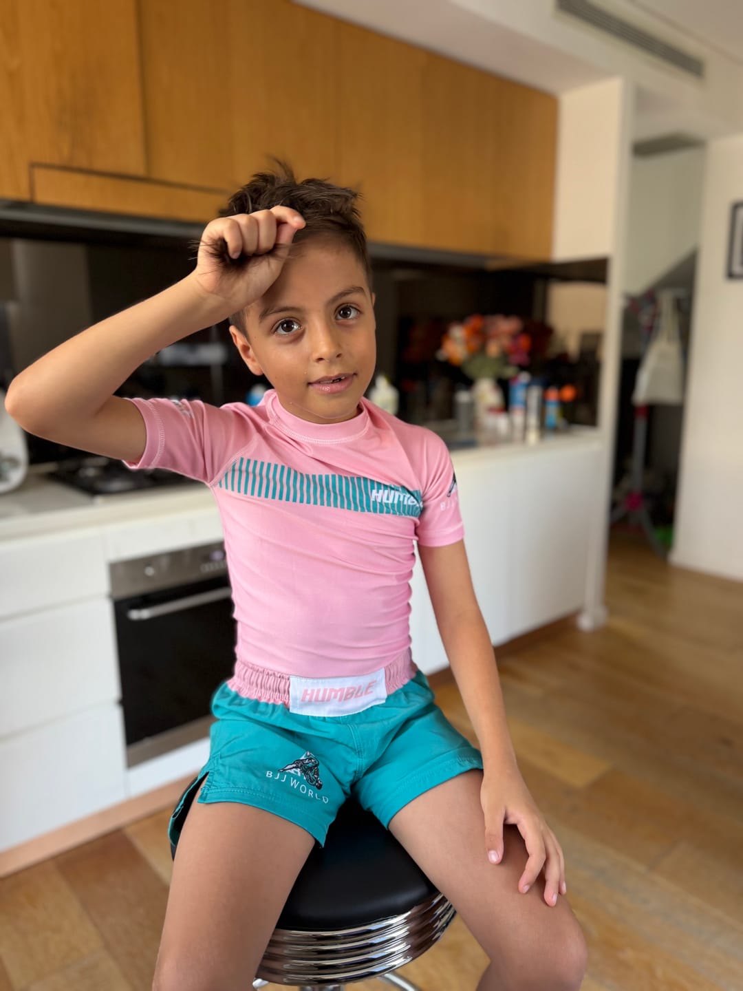 Customer photo review of Kids BJJ World X Humble Rash Guard