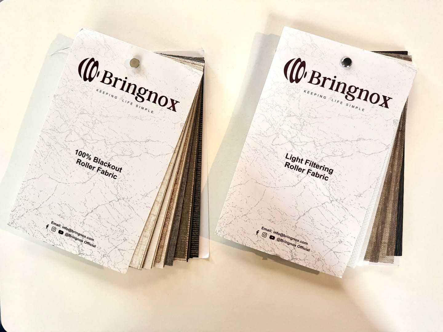 Customer photo review of Bringnox Motorized Blinds Light Filtering Fabric Swatch