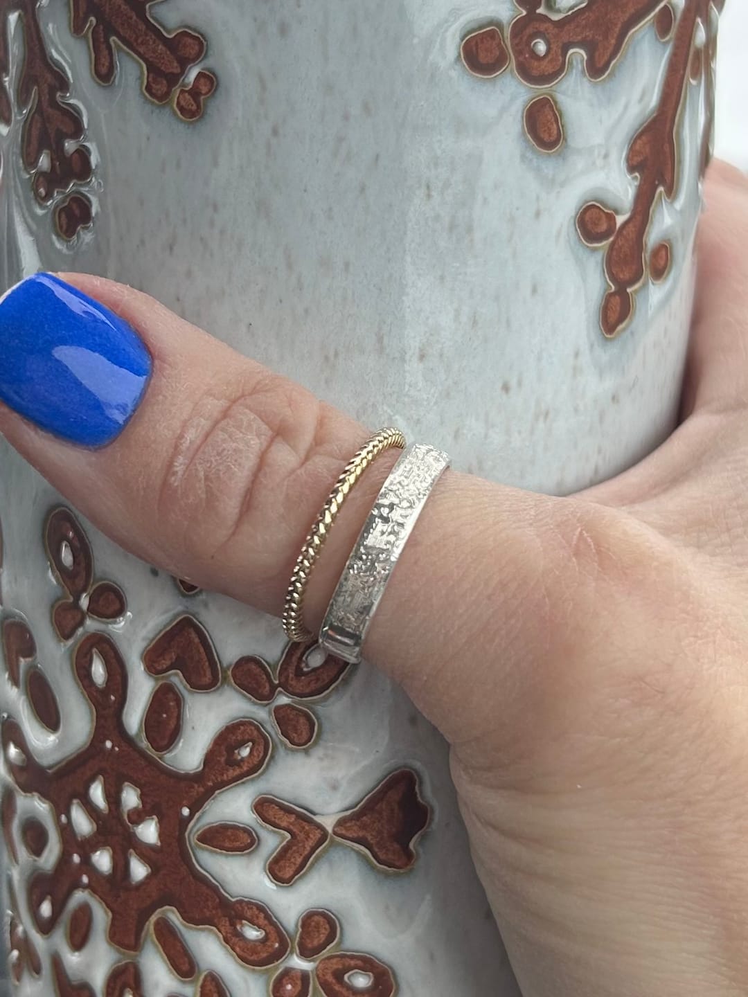 Customer photo review of Dog Nose Print Ring, Custom Engraved Pet Memorial Band, wide finger band Silver or Rose Gold