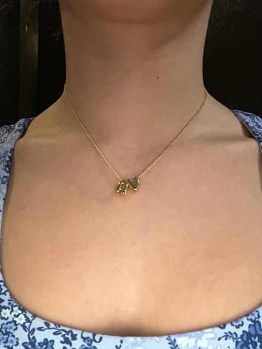 Customer photo review of Personaliza Tu Collar Con Inicial Mini Bubble Dorado
