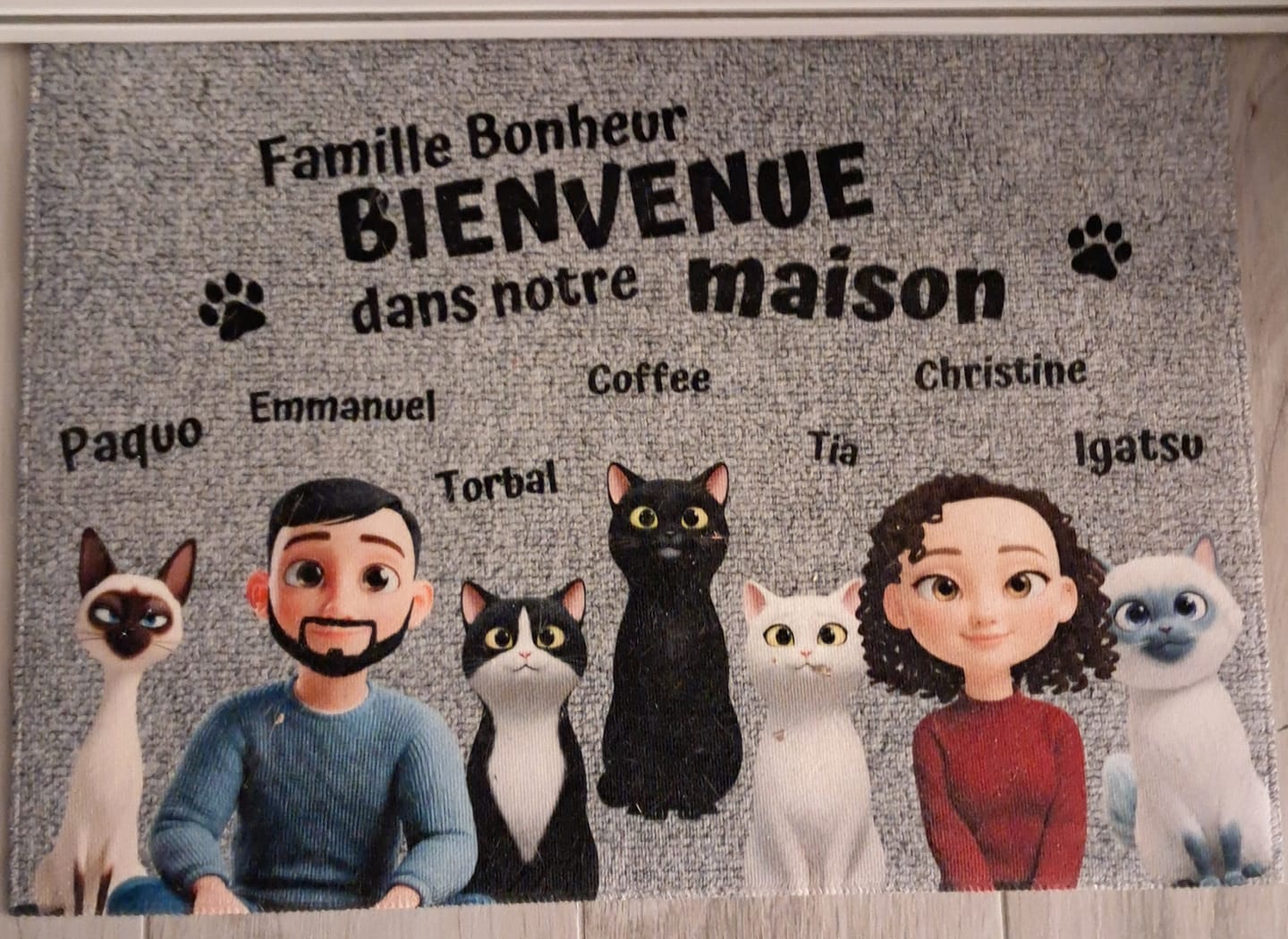 Customer photo review of Notre maison - Paillasson personnalisé