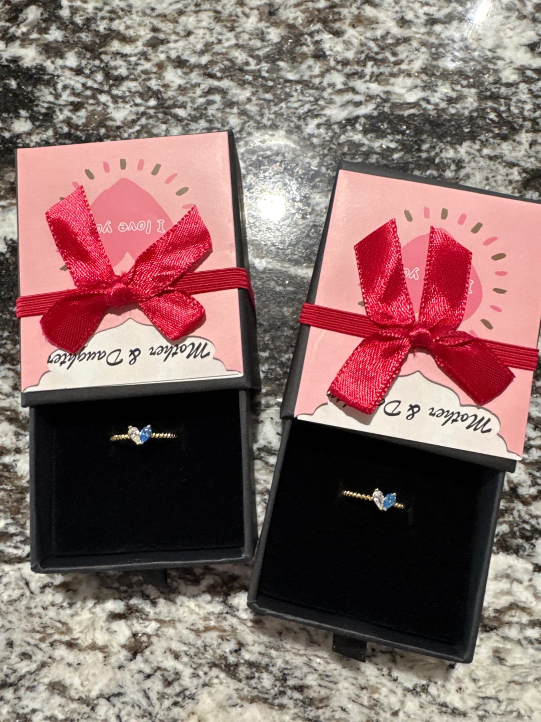 Customer photo review of Custom Tiny Heart Birthstone Adjustable Ring-Christmas Gift