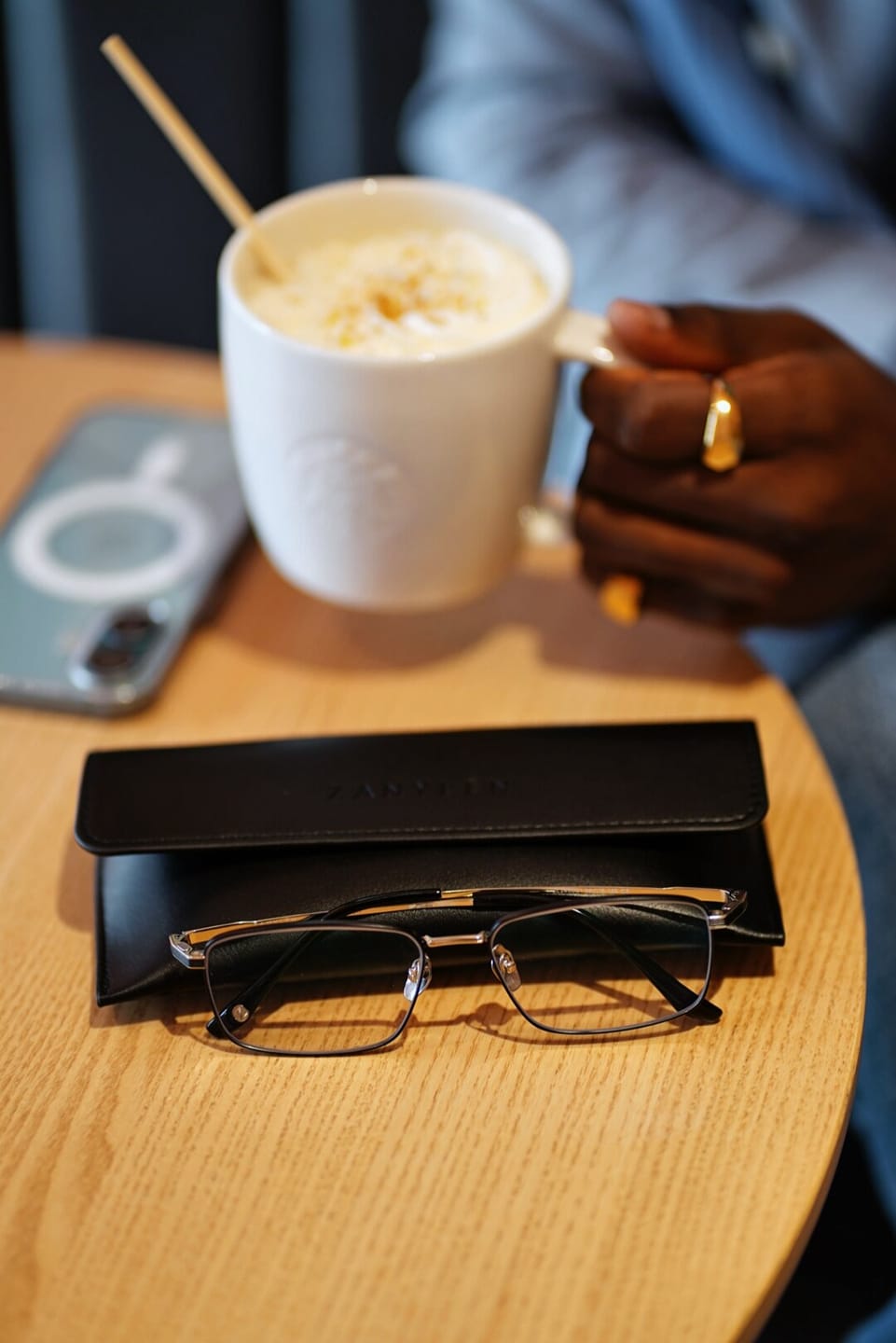 Customer photo review of Steven | Hypoallergenic Titanium Rectangular Magnetic Clip-on Eyeglasses Sunglasses