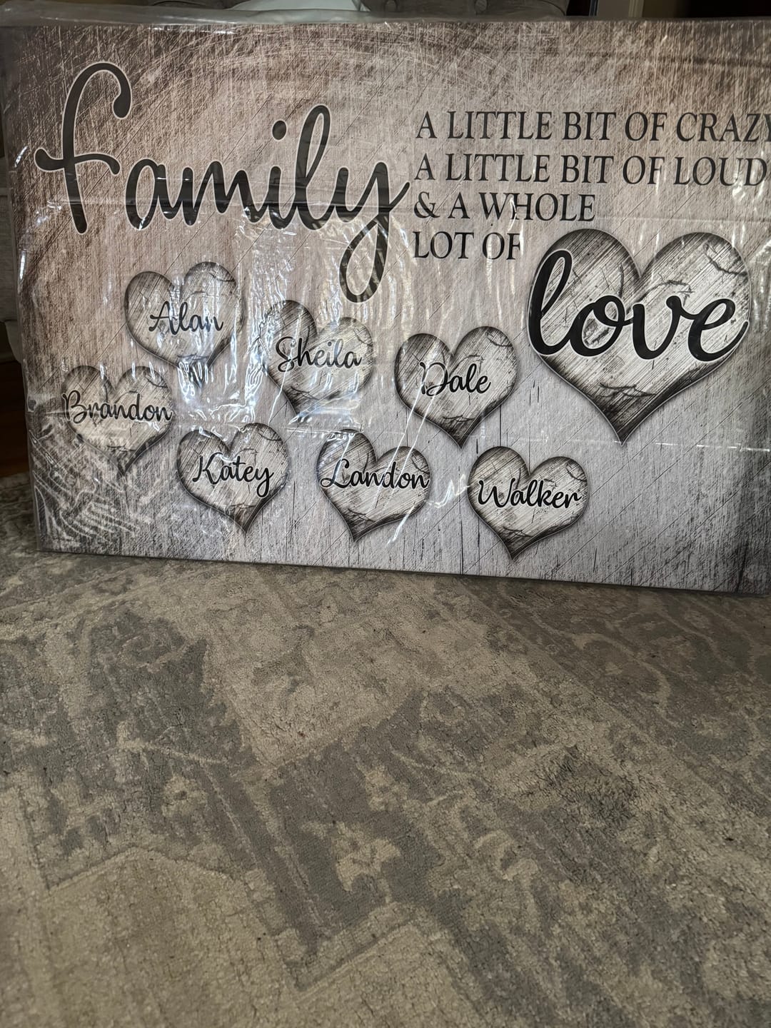 Customer photo review of Personalized "Family... Love" Premium Canvas