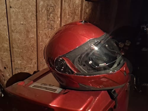 Customer photo review of Daytona Glide Modular Motorcycle Helmet - DOT Approved, Bluetooth Ready, Dual Visor, Men/Women/Youth - Black Cherry