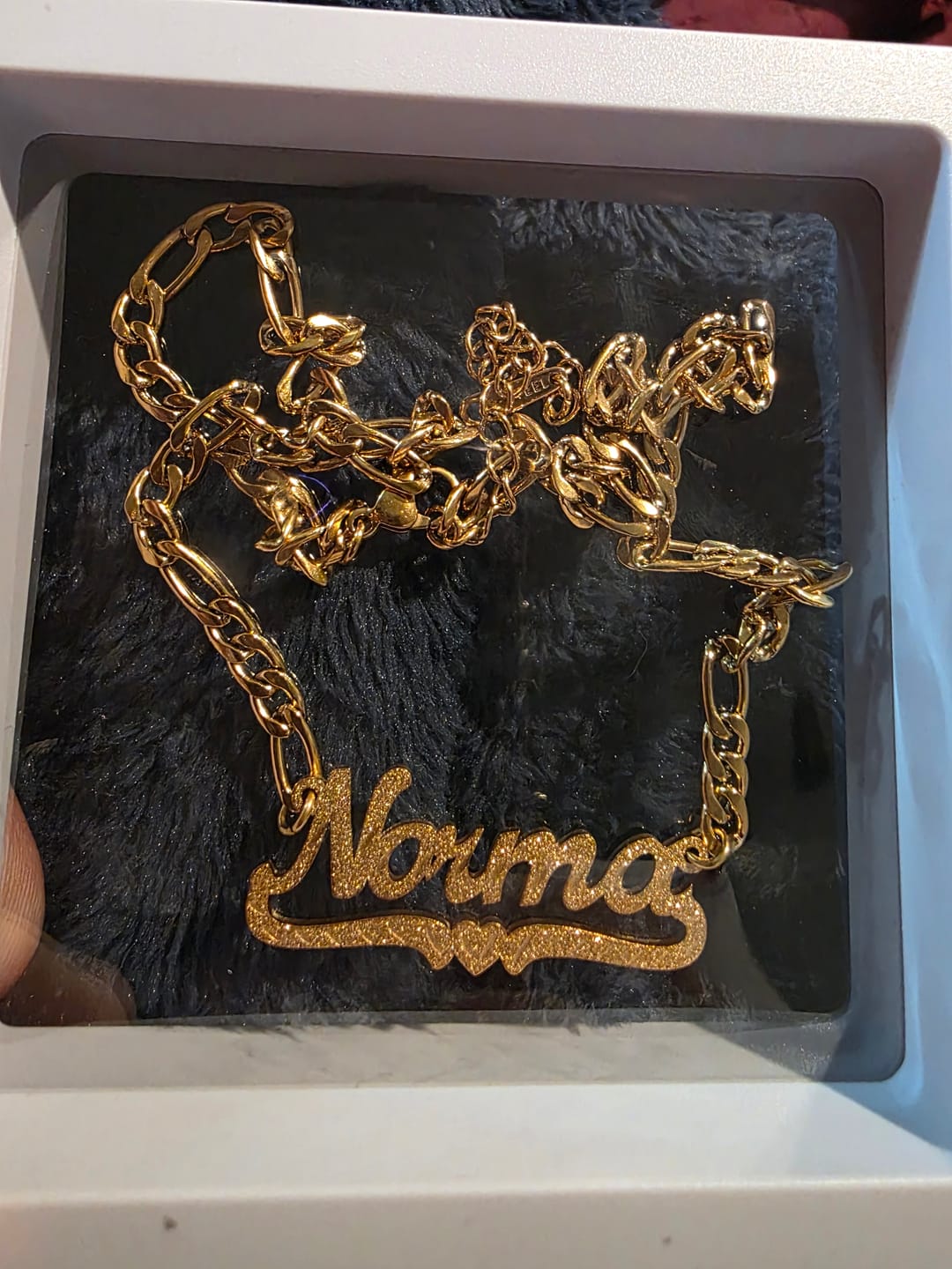 Customer photo review of Kids Diamond Cut Heart Name Necklace