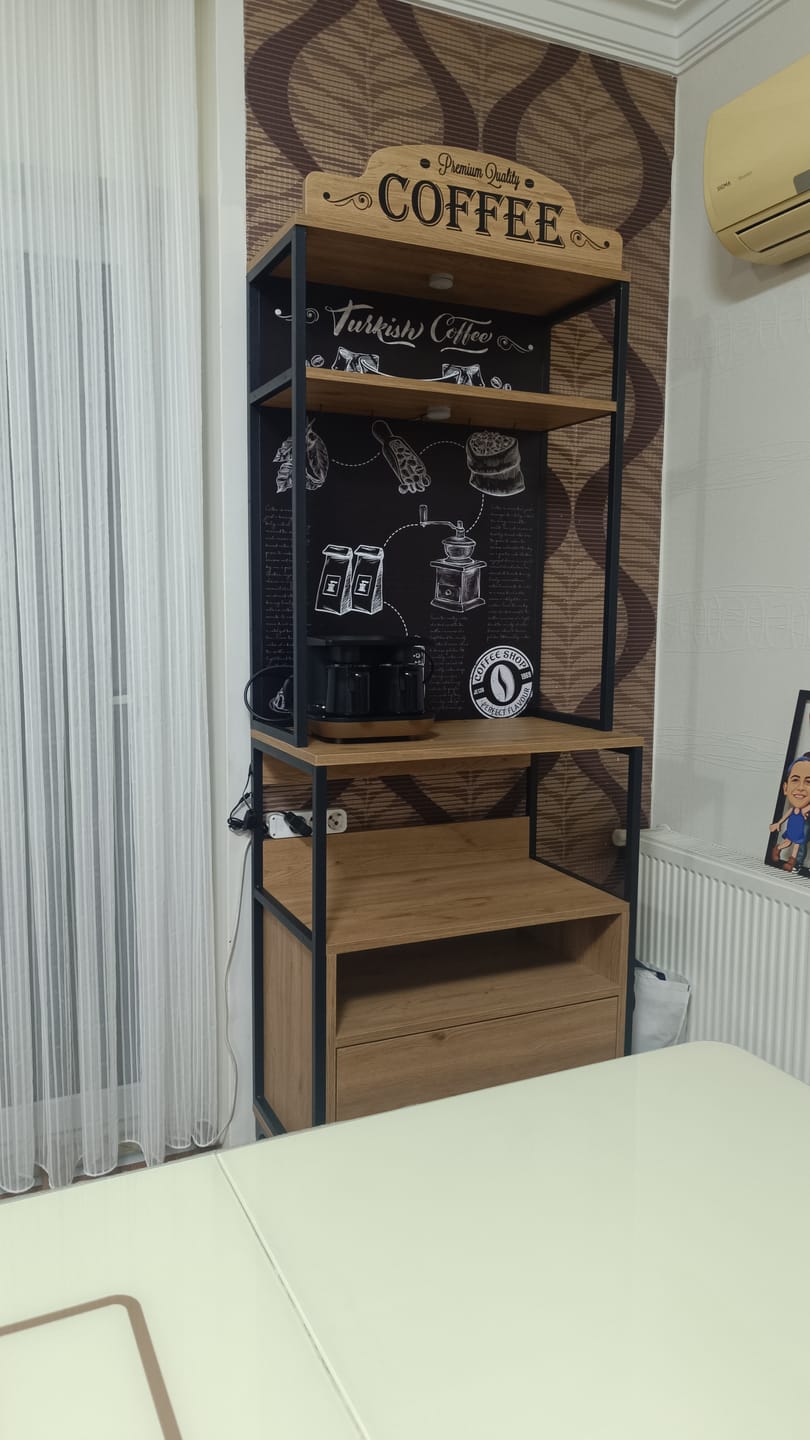 Customer photo review of Rani JE154 Işıklı Kahve Köşesi Çekmeceli Çok Amaçlı Mutfak Dolabı Sepet Ceviz