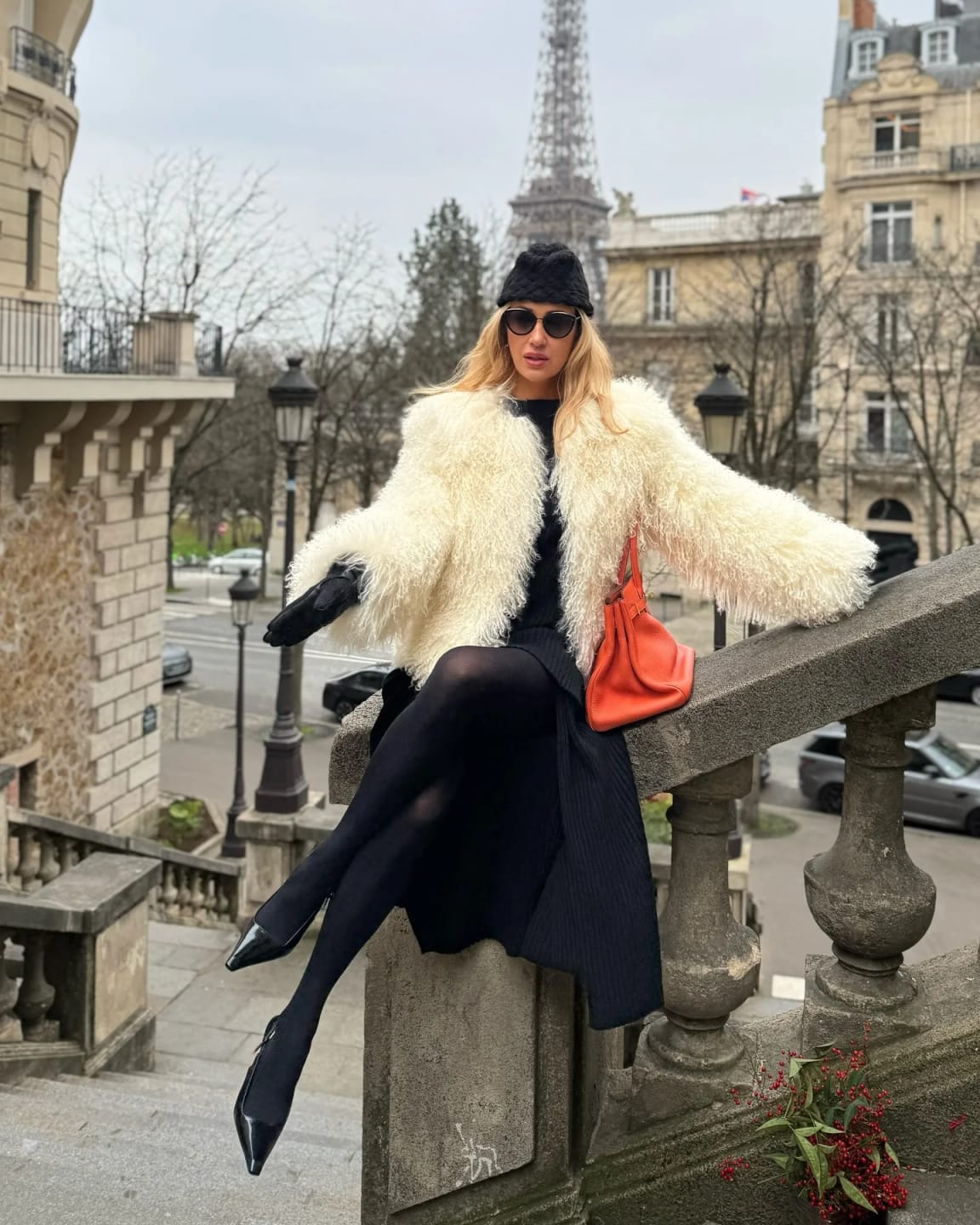 Customer photo review of Priscilla Fuzzy Faux Fur Coat