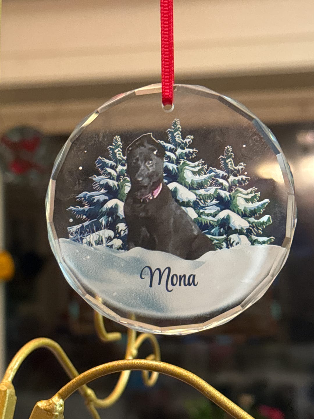 Customer photo review of Personalized Photo Dog Glass Ornament For Christmas