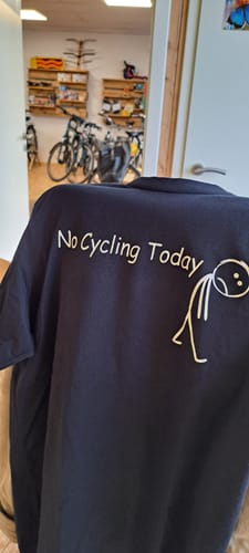 Customer photo review of No Cycling Today T Shirt