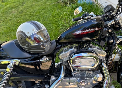 Customer photo review of DOT Daytona Retro Full Face Motorcycle Helmet: Vintage Style for Men, Women, & Youth - W/ Racer