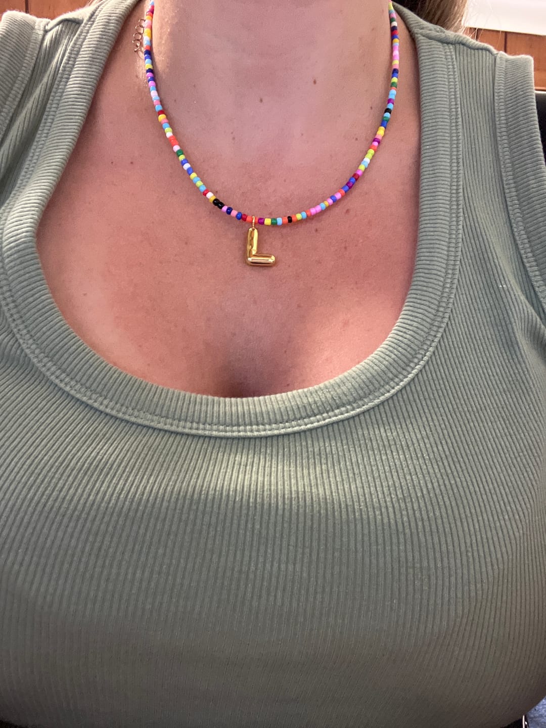 Customer photo review of Marvello Initial Necklace
