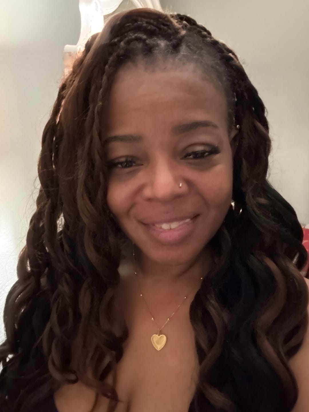 Customer photo review of Heart Pendant Necklace w/ Satellite Chain