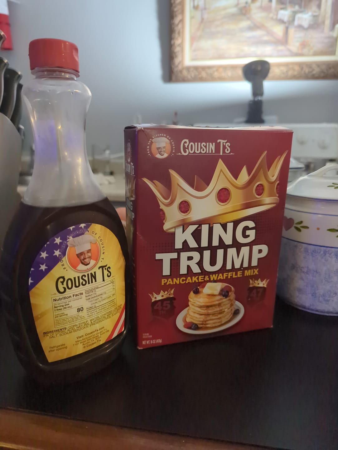 Customer photo review of Cousin T's Gourmet King Trump Pancake & Waffle Mix