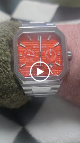 Customer video review of Oceaneva Mens Tenuis Automatic Calendar Thin Watch Orange Dial