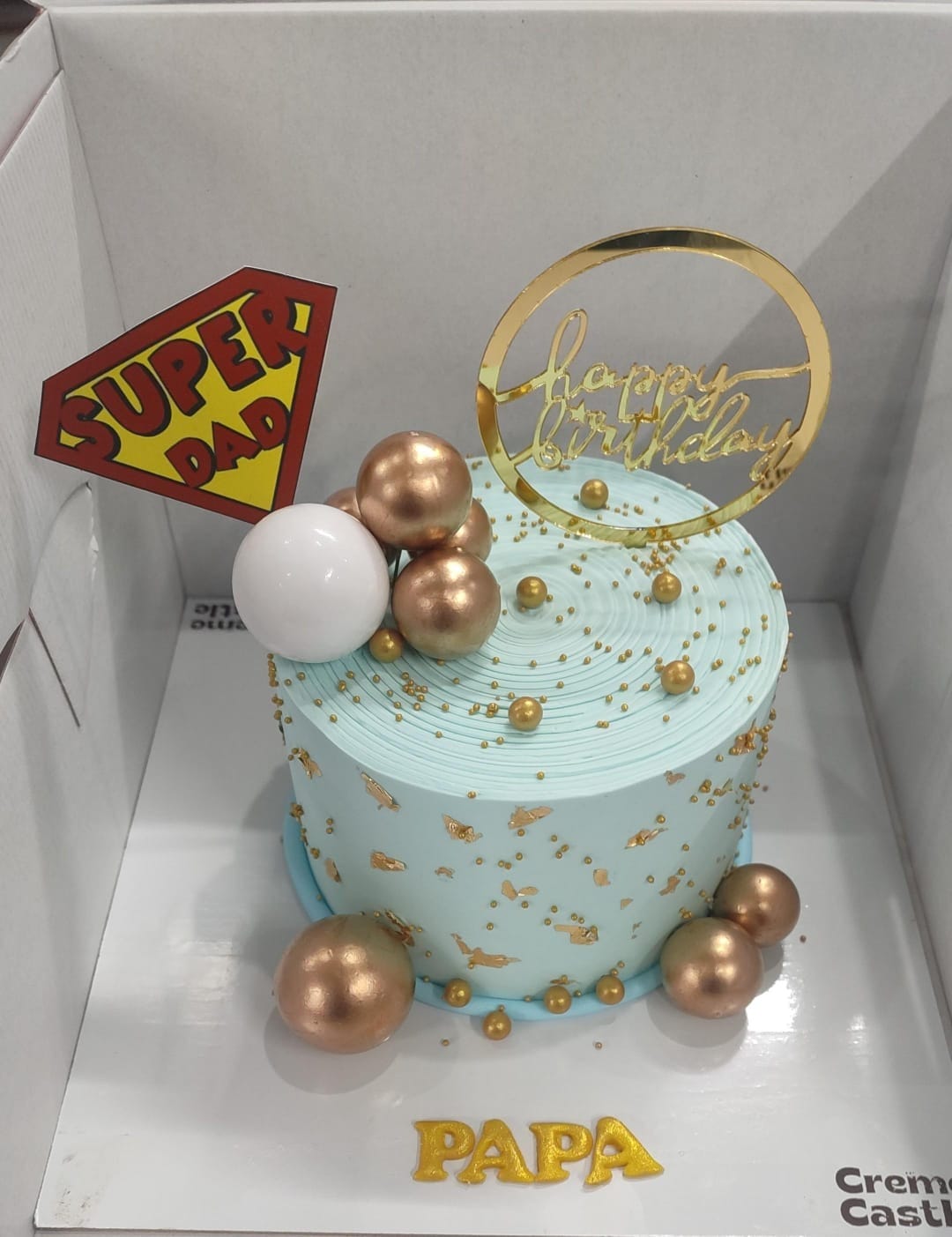 Customer photo review of Golden Blue Cake