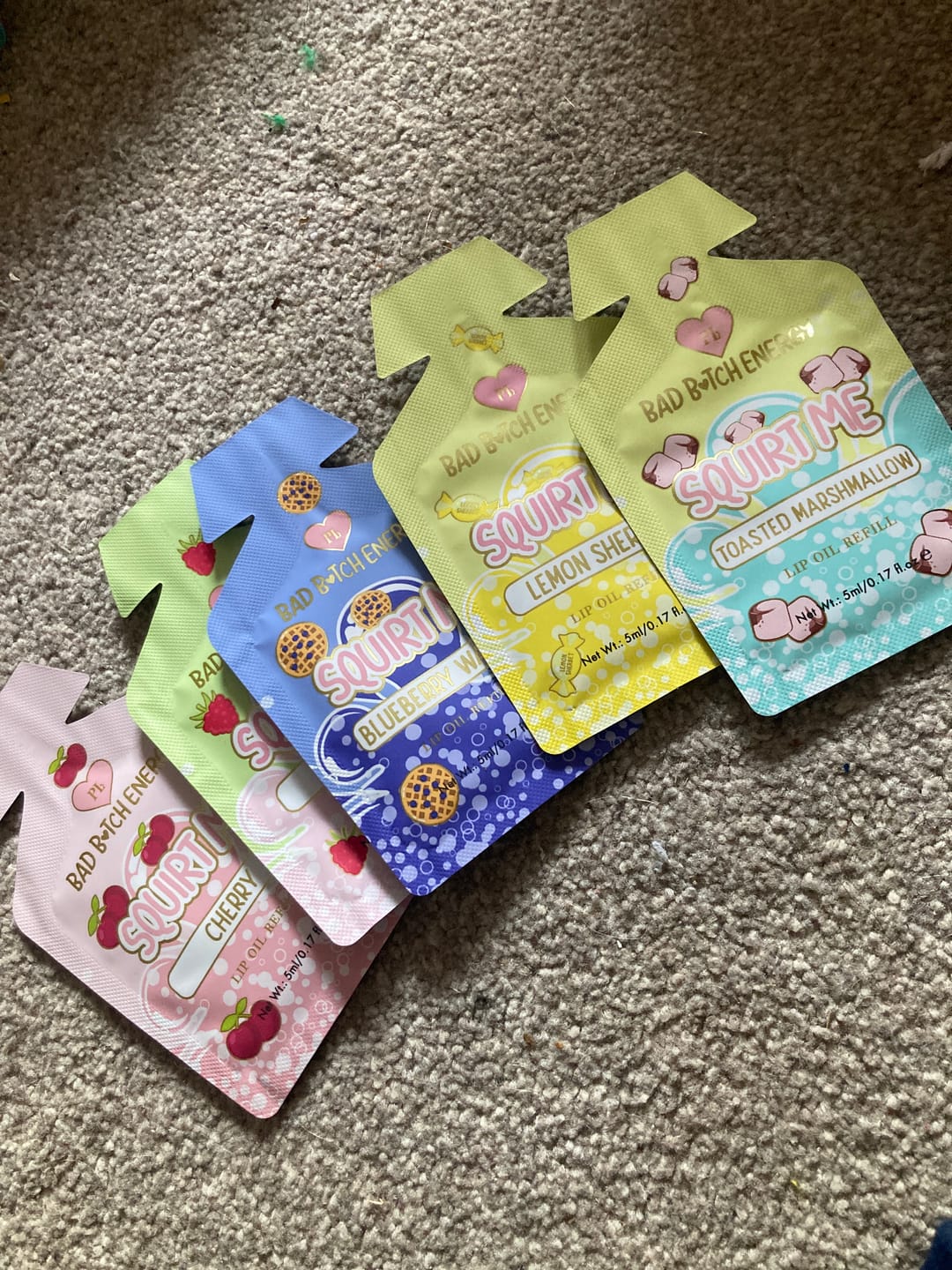 Customer photo review of P. Louise Squirt Me Lip Oil Refill Sachet Packs 2ml
