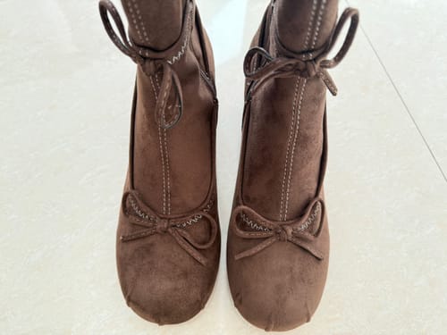 Customer photo review of Vintage Ballet Bow Ankle Boots