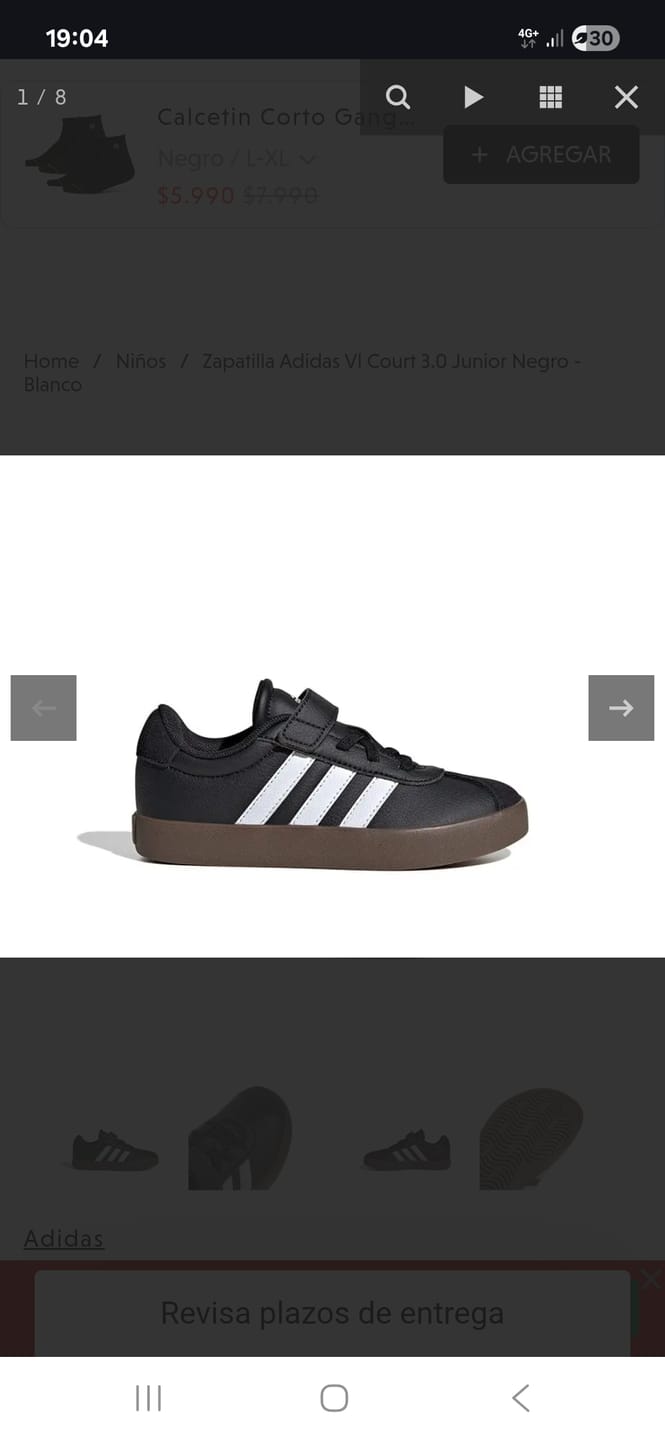 Customer photo review of Zapatilla Adidas Vl Court 3.0 Junior Negro - Blanco