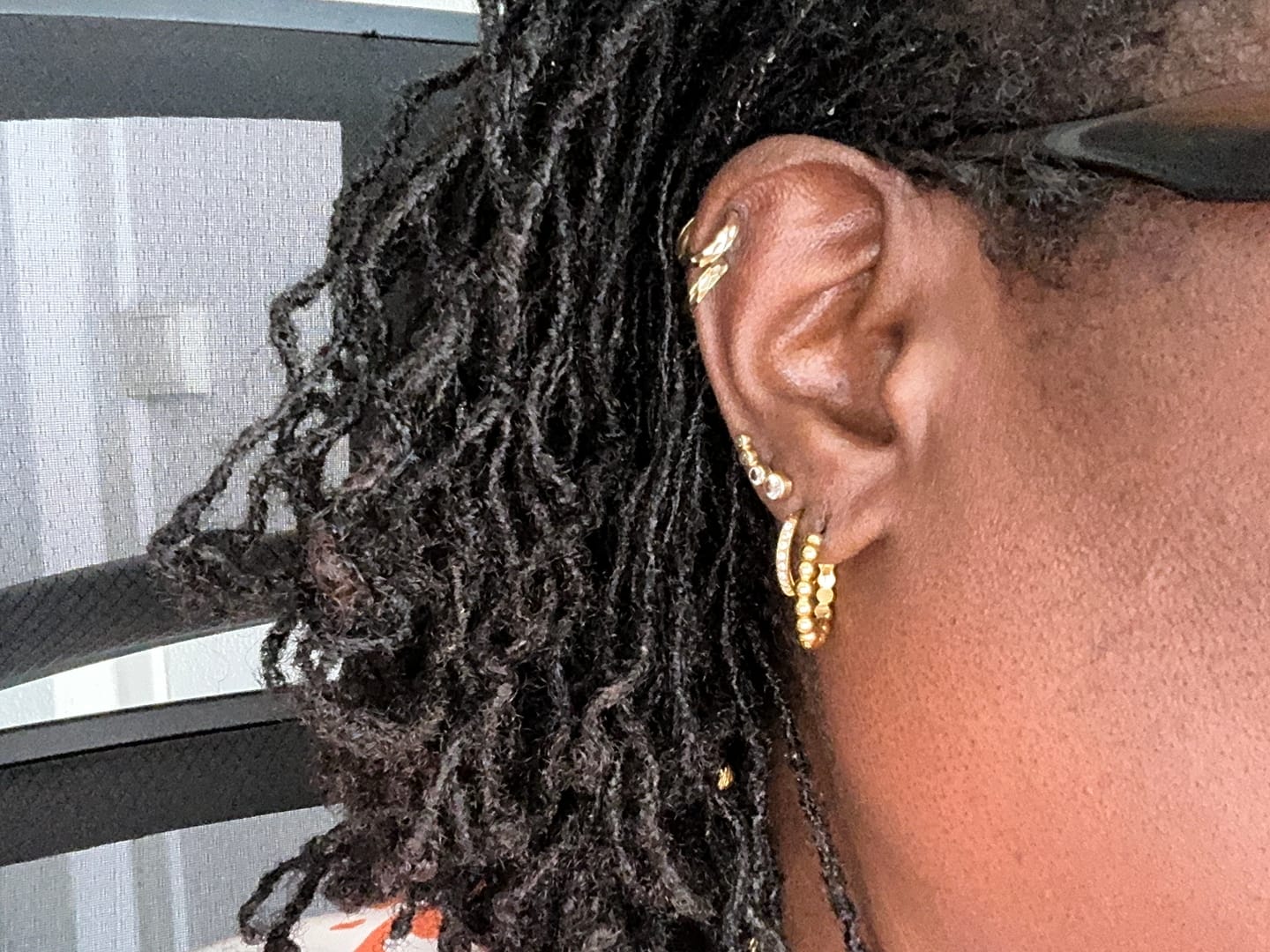 Customer photo review of Eternity Hoop Earrings