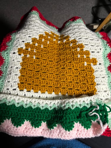 Customer photo review of Gingerbread Blanket Yarn Pack, Free Pattern & Video
