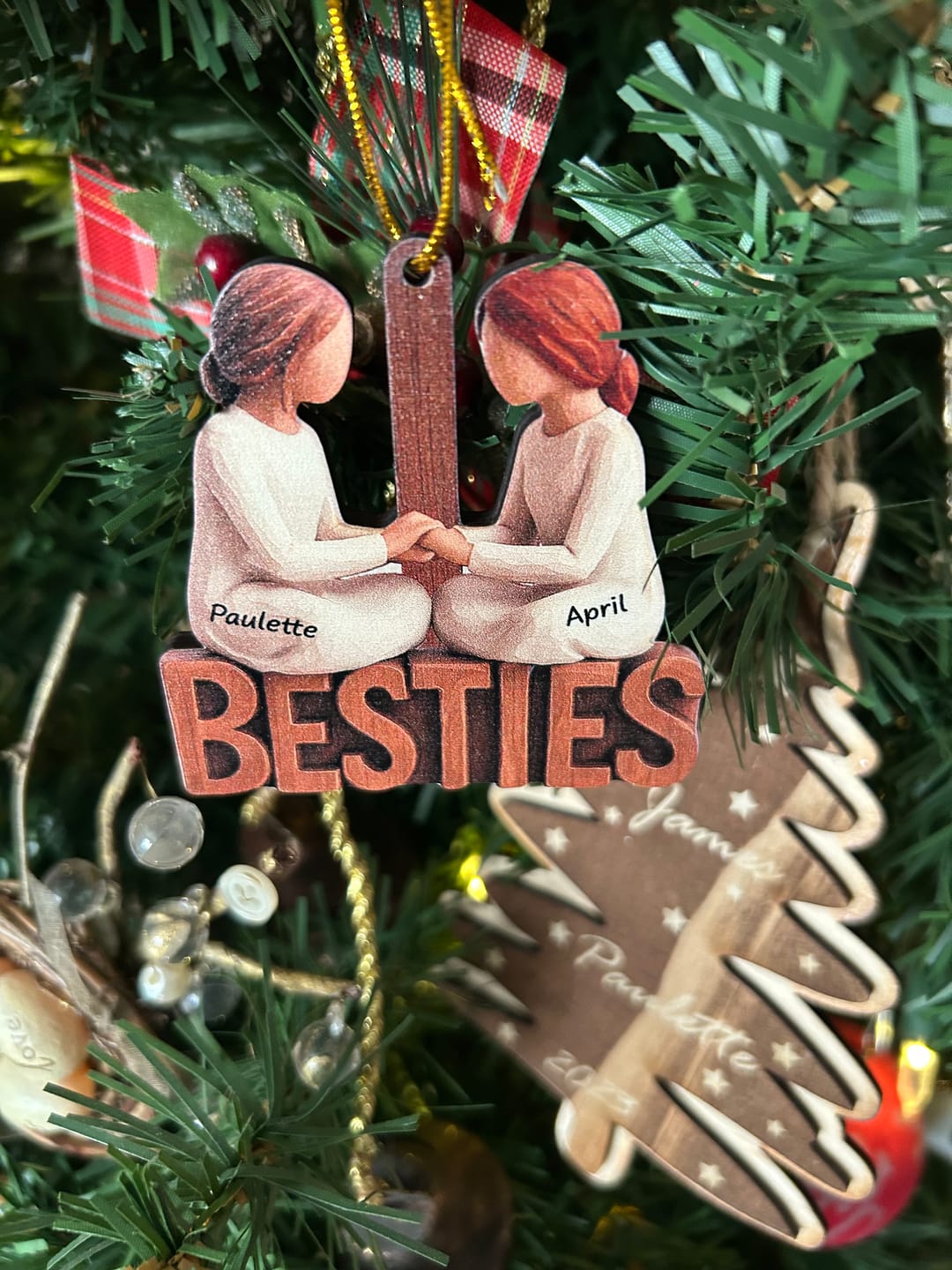 Customer photo review of Besties Forever Together - Personalized Wooden Ornament - Gift For Best Friends