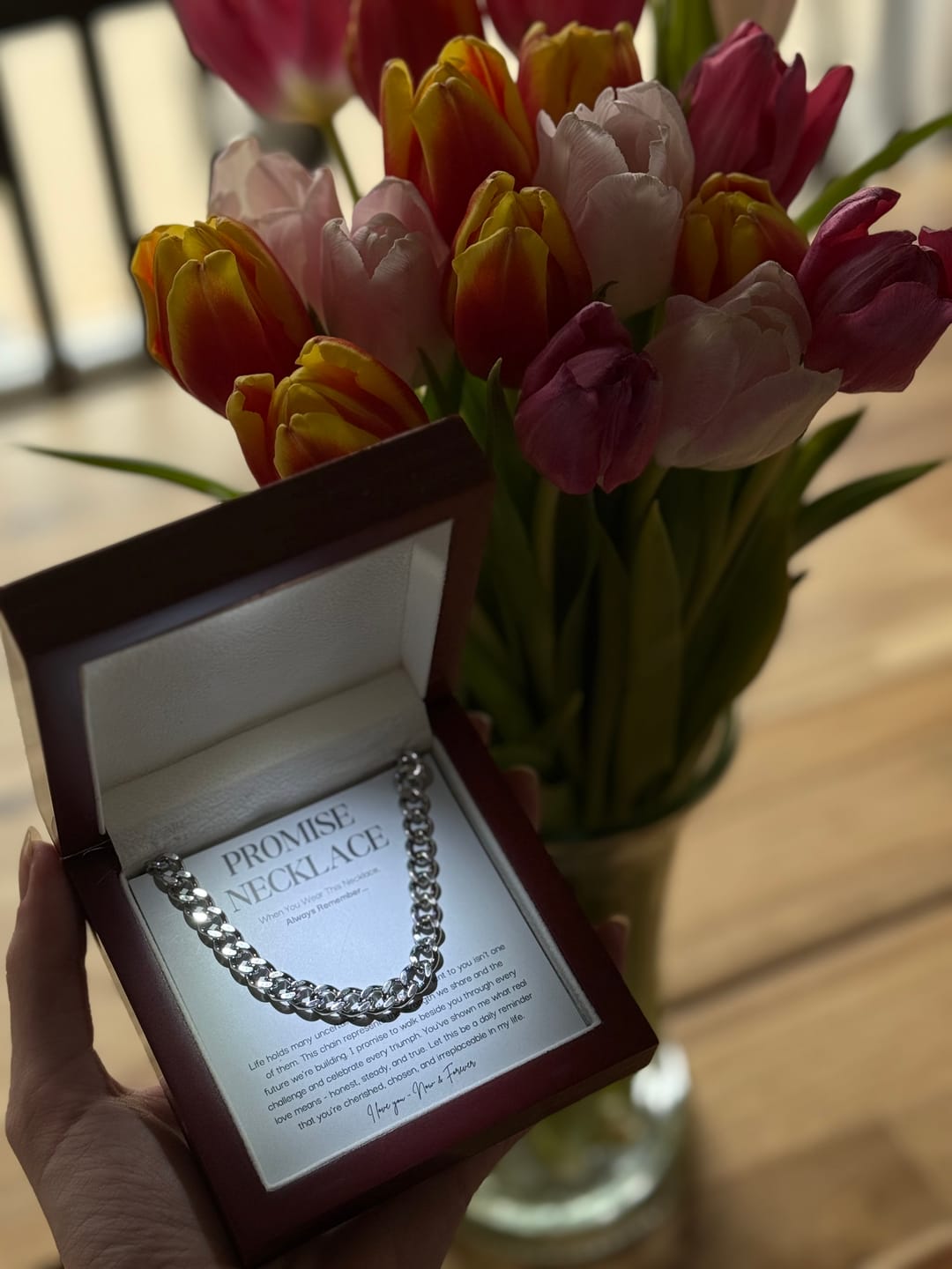 Customer photo review of Sterling Silver Promise Necklace