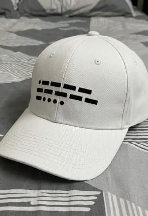 Customer photo review of 106 Morse Code-White Cap