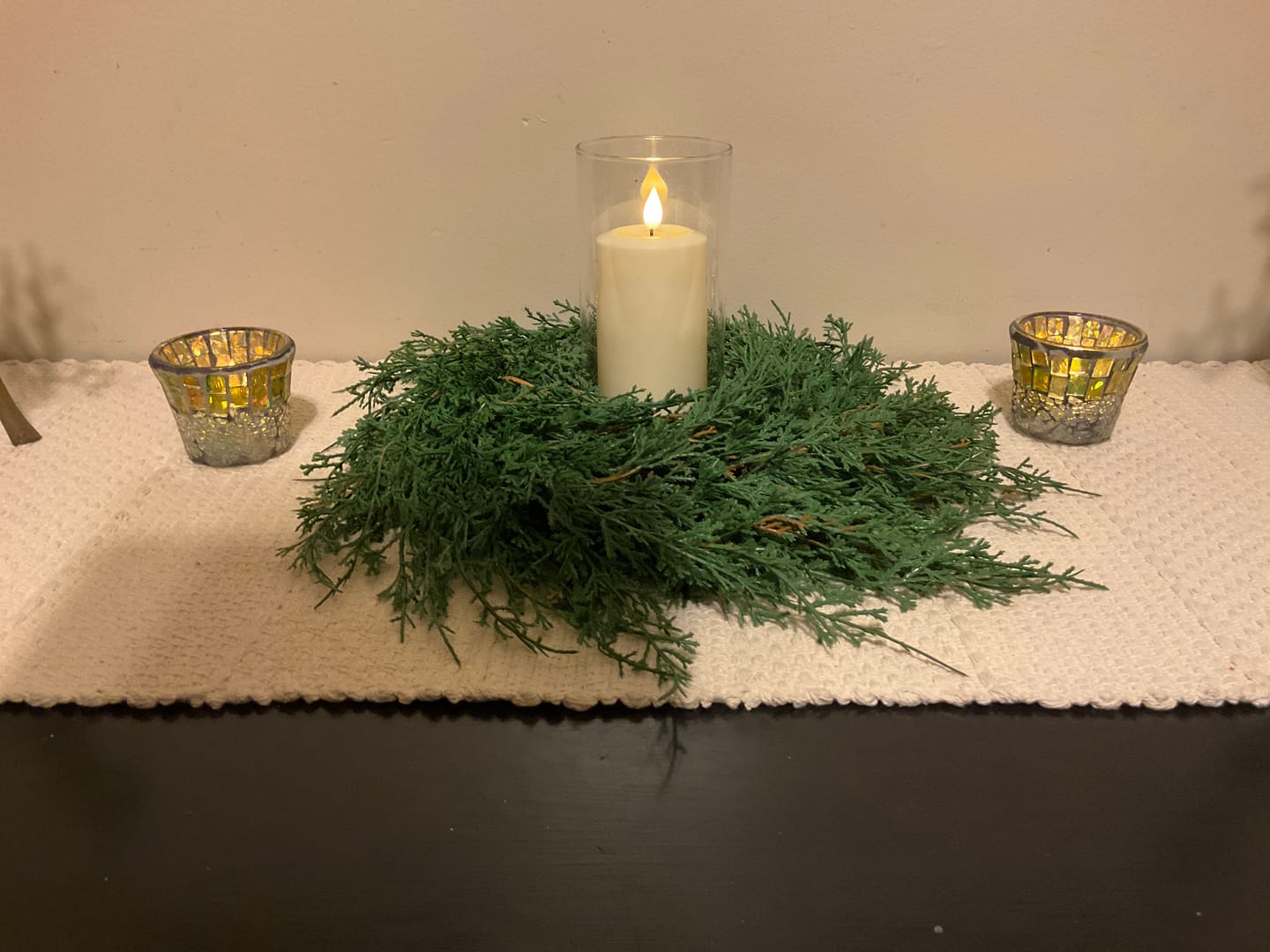 Customer photo review of Draping Juniper Candle Ring | Large