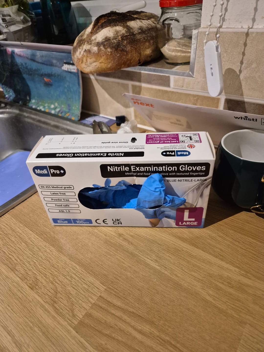 Customer photo review of Blue Nitrile Gloves Medical Grade Cat III PPE Large x 100