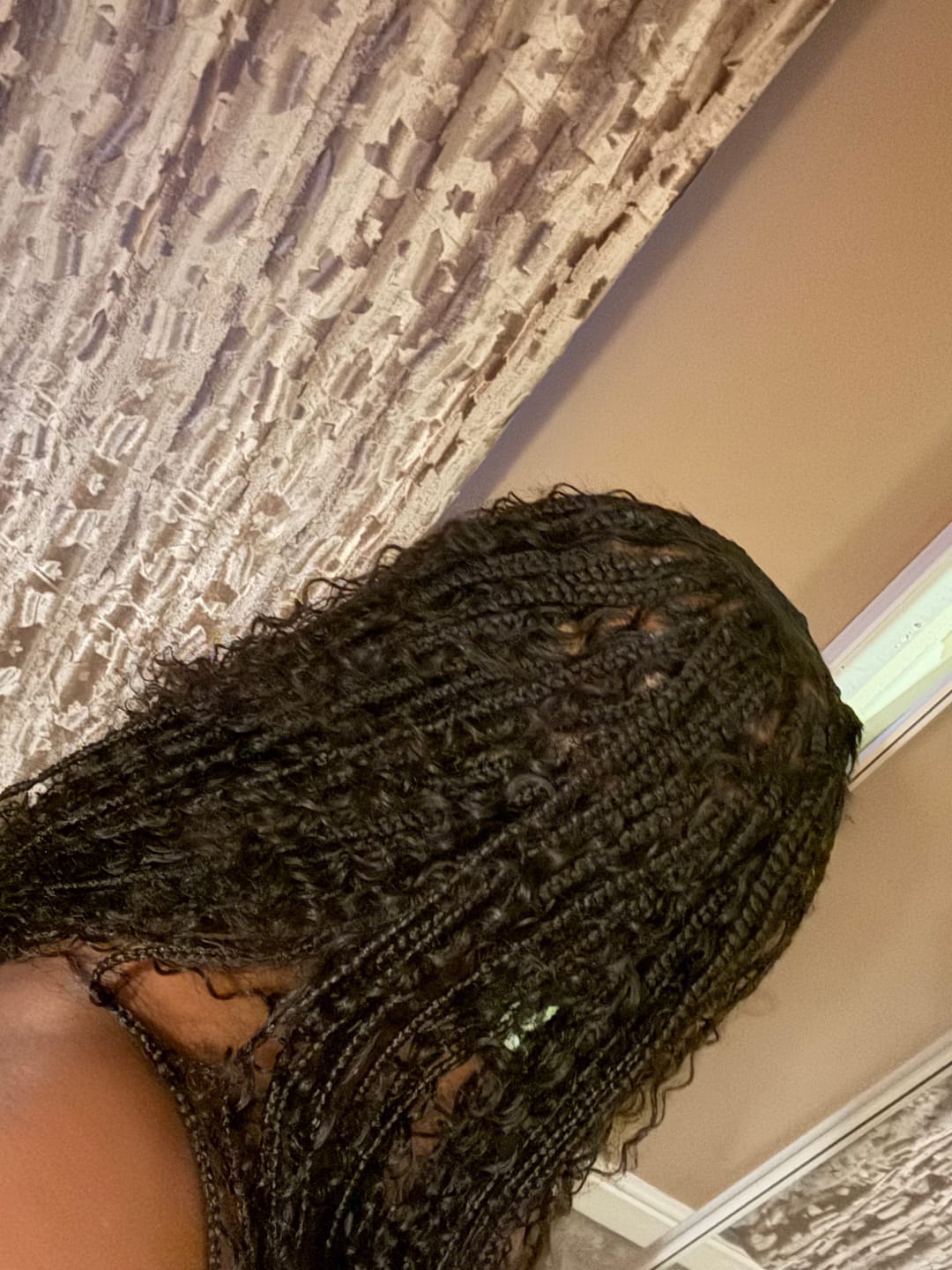 Customer photo review of Double Drawn Burmese Italy Curly Human Braiding Hair