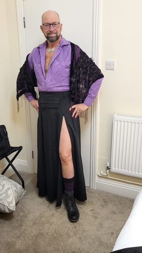 Customer photo review of Mens Solid Color Split Pleated Skirt SKUK98827