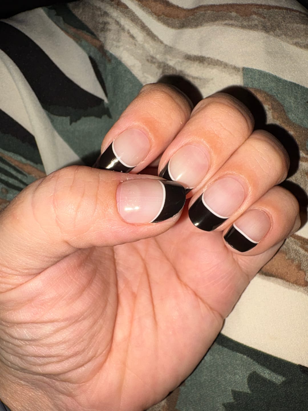 Customer photo review of Black French Tips Semi Cured Gel Nail Sticker Kit
