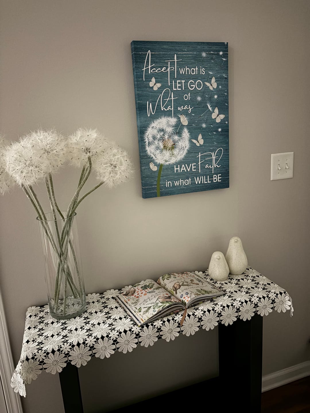 Customer photo review of Accept What Is Let Go Of What Was Dandelion Butterfly Wall Art Canvas