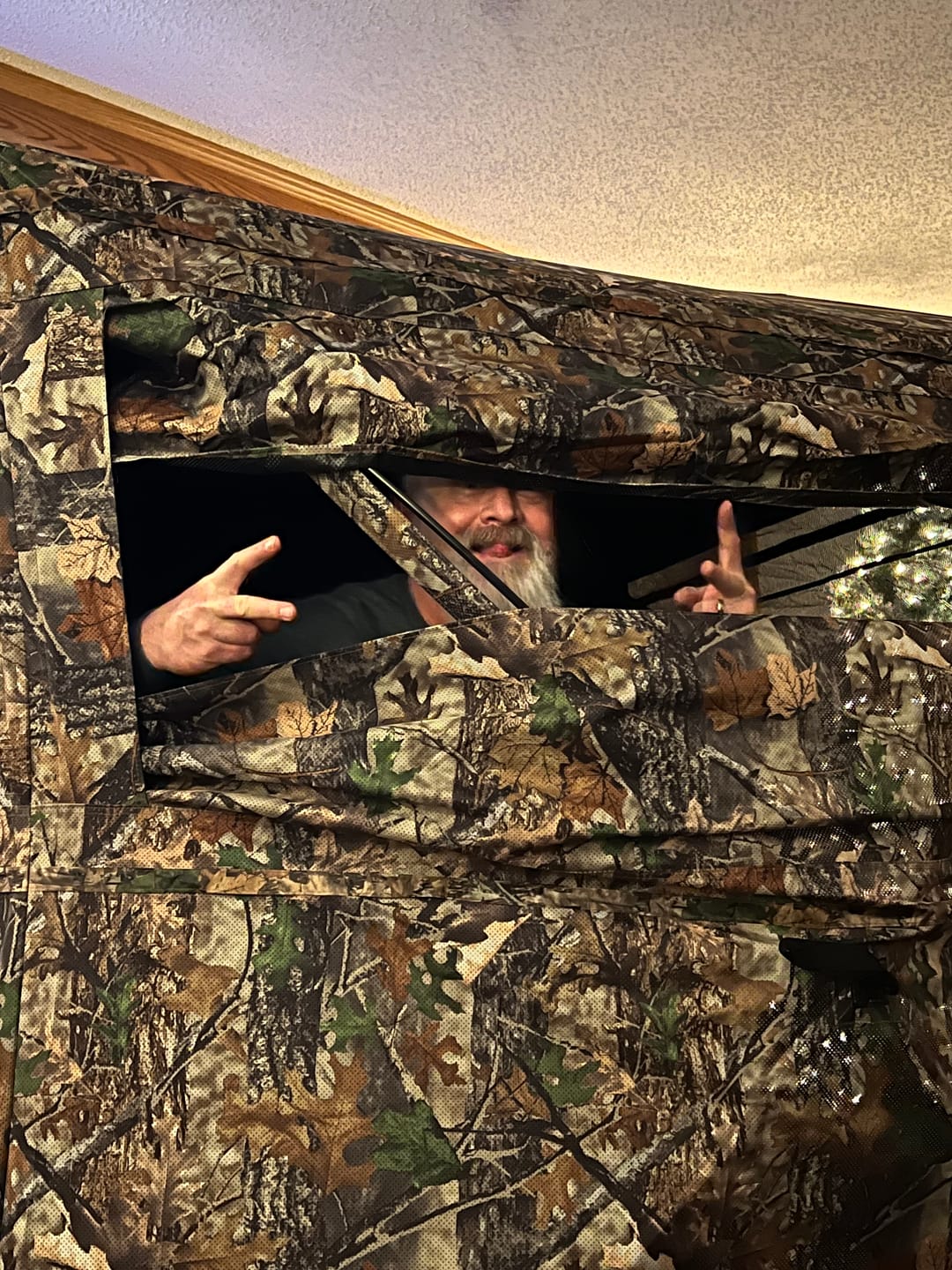 Customer photo review of VisMax See Through Blind | 270° Pop Up 3-4 Man Deer Blind | Portable Ground Blind Hunting for Sale with Hunters Comfort Design