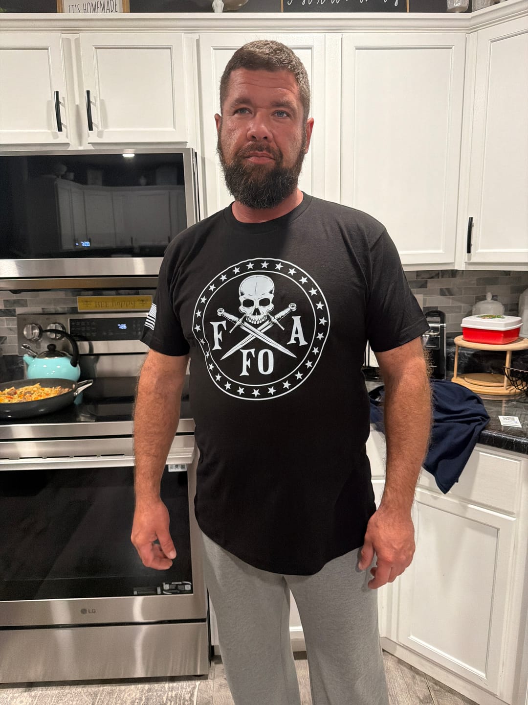 Customer photo review of FAFO Skull & Dagger T-Shirt
