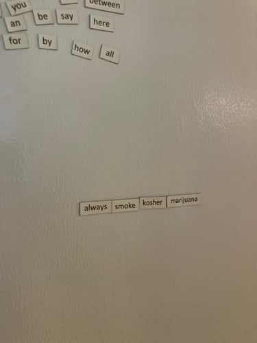Customer photo review of Puff Puff Poetry Magnets