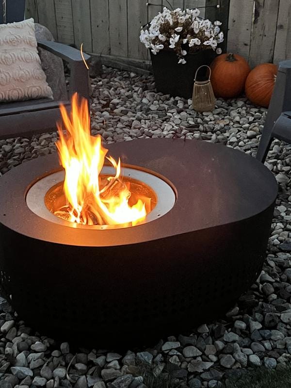 Customer photo review of SUNJOY 38 Inch Stainless Steel Smokeless Fire Pit with Waterproof Cover and Poker