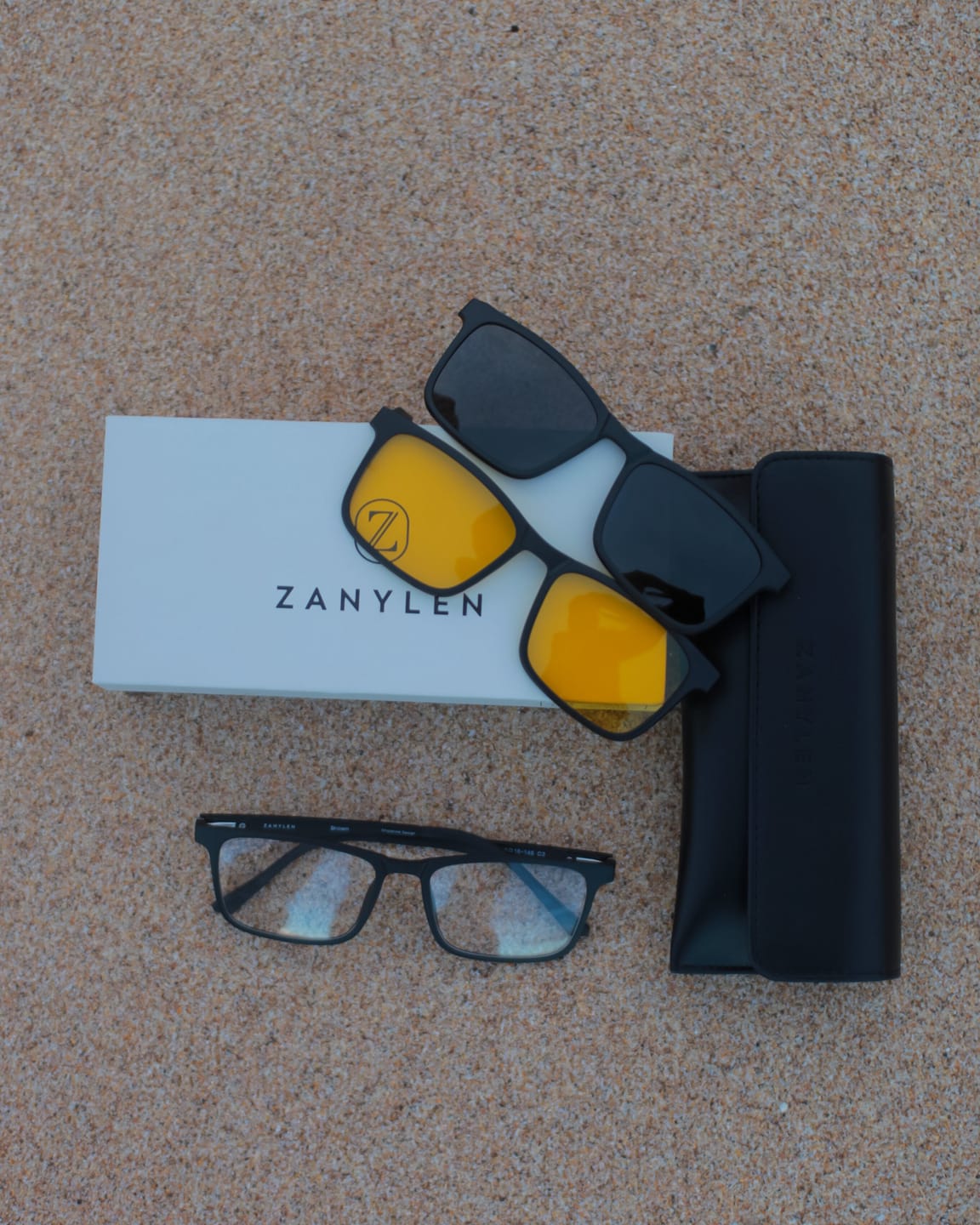 Customer photo review of Brown | Rectangular TR90 Magnetic Flip-up Clip-on Eyeglasses Sunglasses | ZanyLen