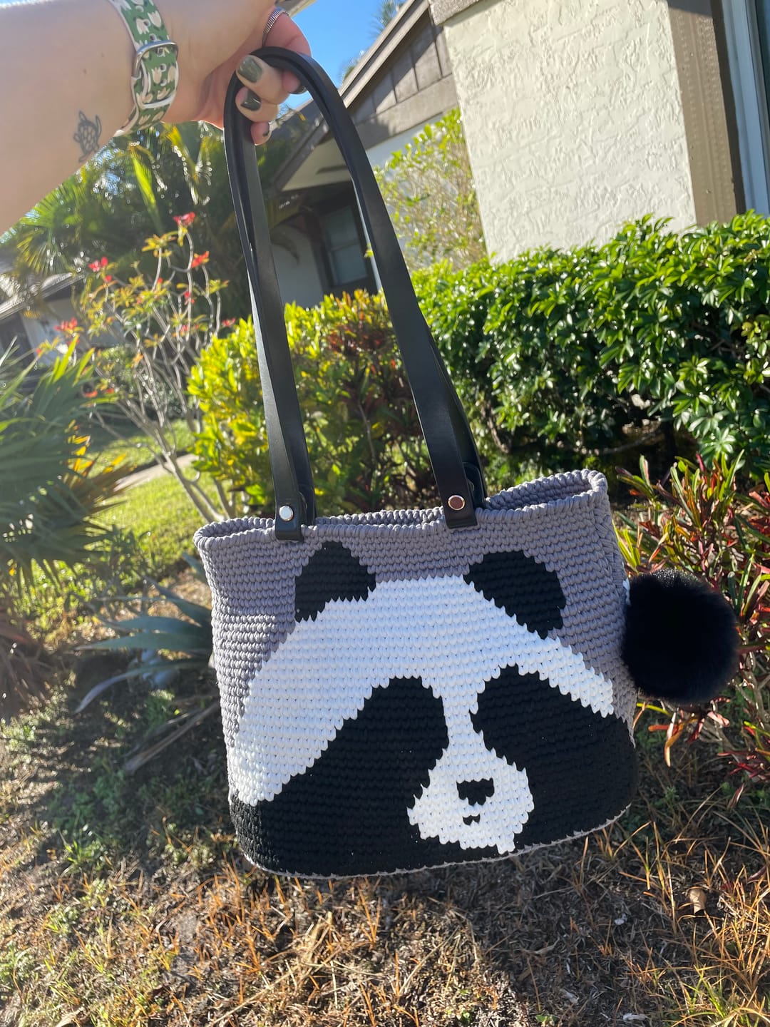 Customer photo review of Chunky Panda Crochet Tote Kit